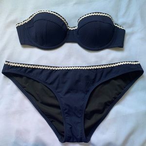 J. Crew Strapless Navy Bikink